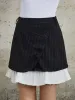 Striped Wrap Pleated Mini Skirt sold by COMMENSE