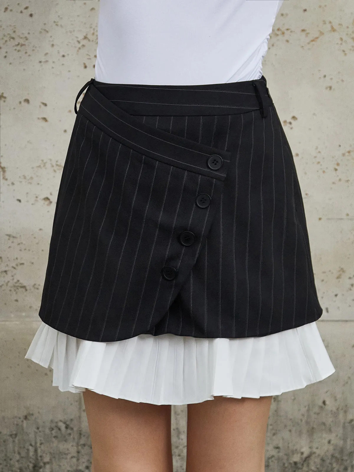Striped Wrap Pleated Mini Skirt sold by COMMENSE product image thumbnail 2