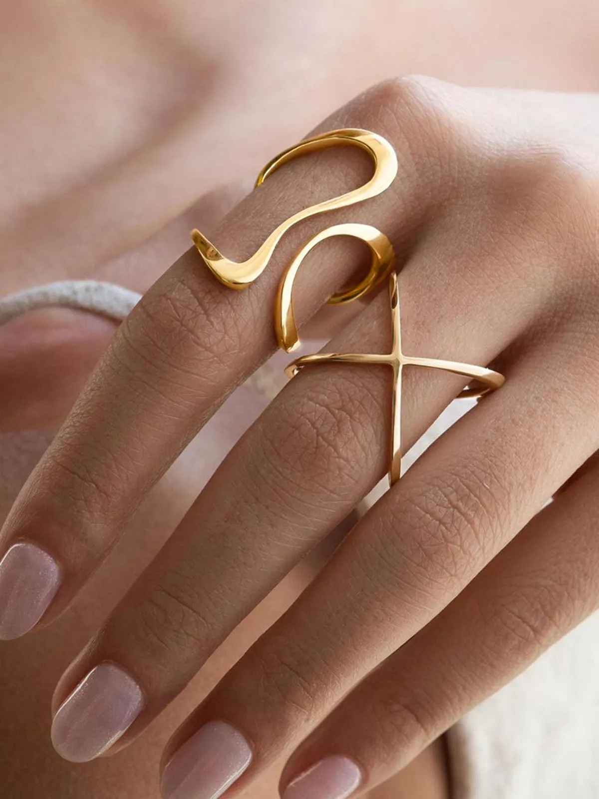 1pc Irregular Golden Whirl Open Ring sold by COMMENSE