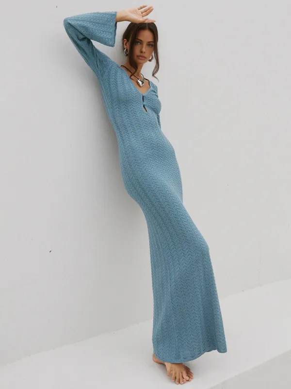 Eyelet Vacation Long Sweater Dress sold by COMMENSE