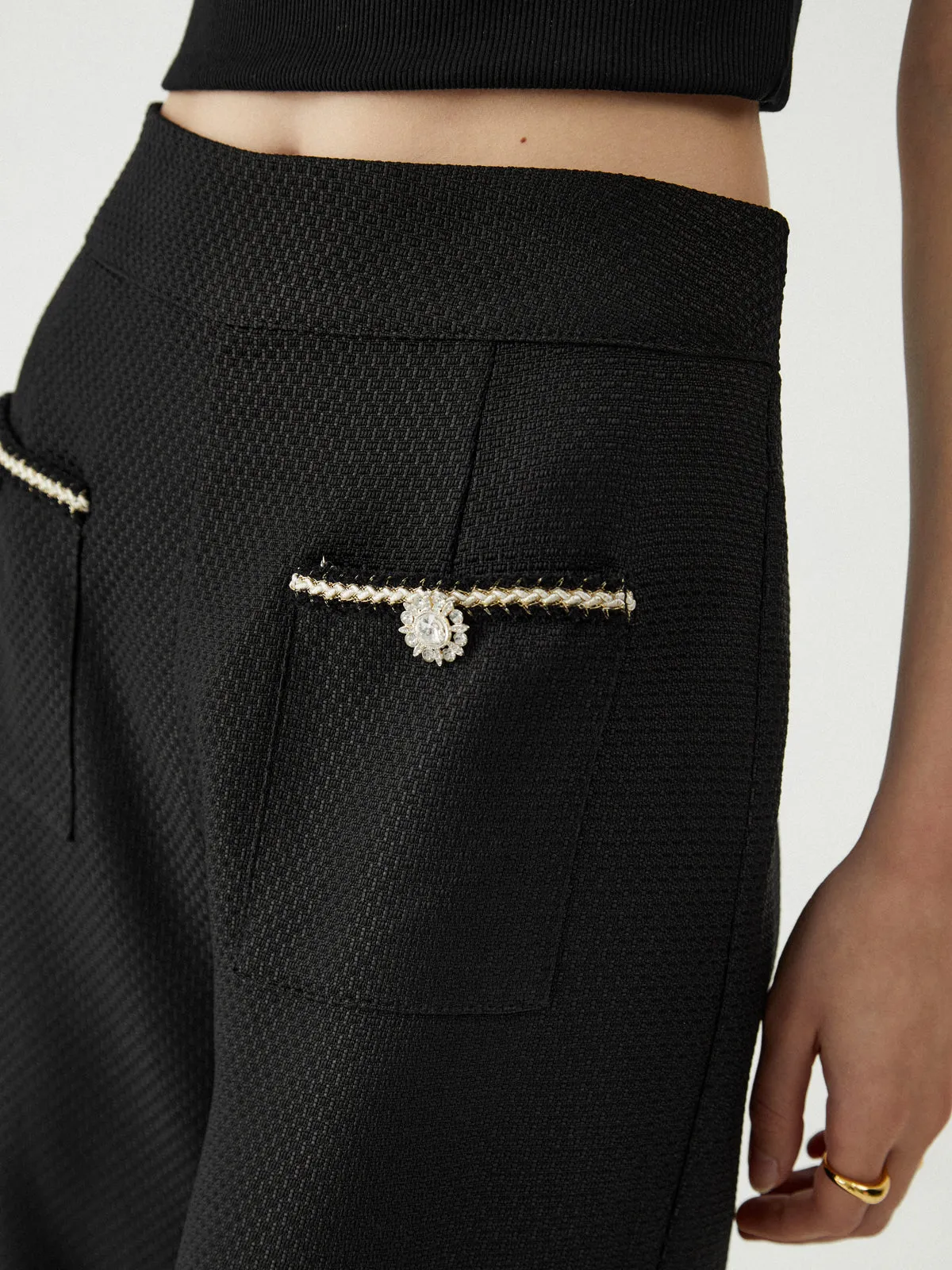 Contrast Trim Pocket Wide Leg Pants sold by COMMENSE product image thumbnail 5