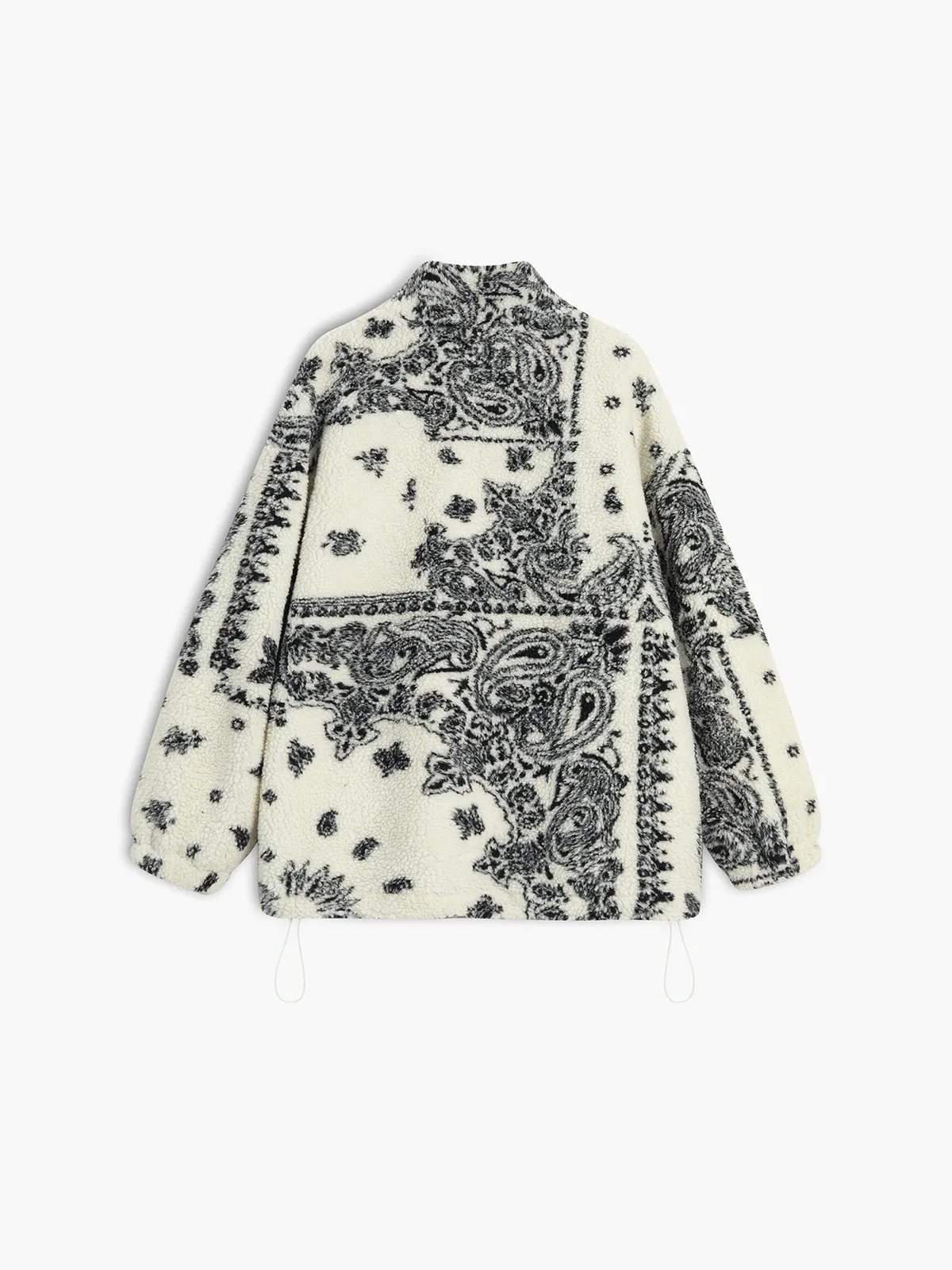 Paisley Zippered Stand Collar Sherpa Jacket sold by COMMENSE product image thumbnail 2