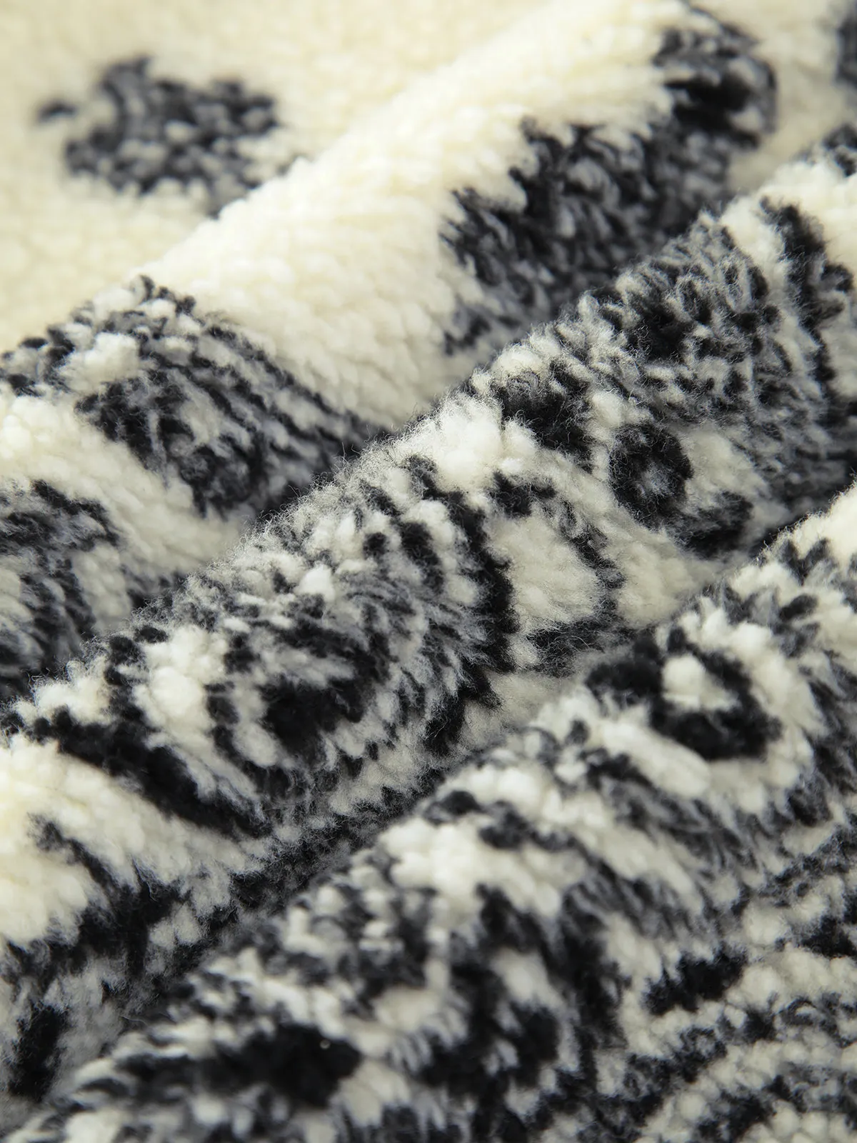 Paisley Zippered Stand Collar Sherpa Jacket sold by COMMENSE product image thumbnail 4