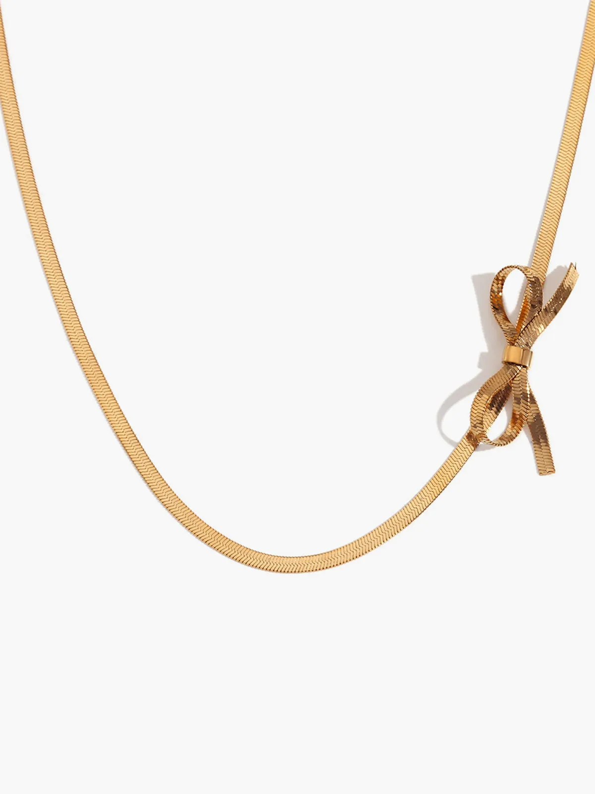Gold Bow Necklace sold by COMMENSE product image thumbnail 3