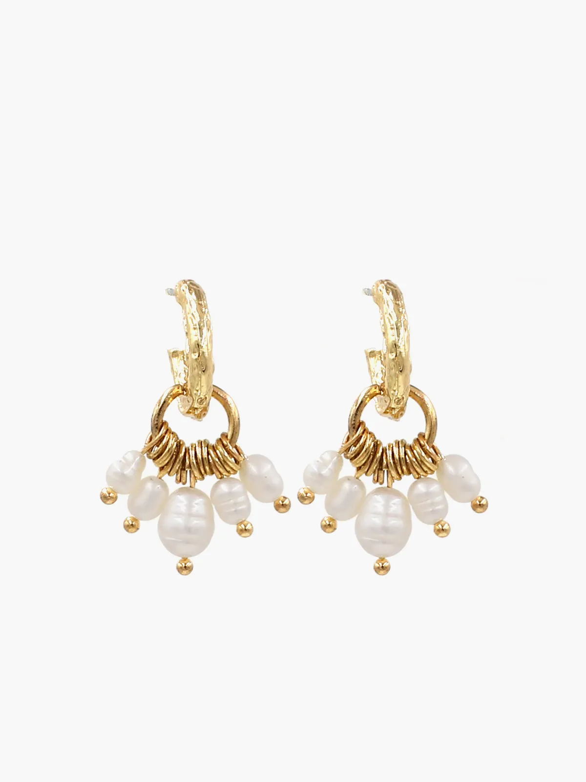 Stylish Metal Pearl Tassel Earrings sold by COMMENSE