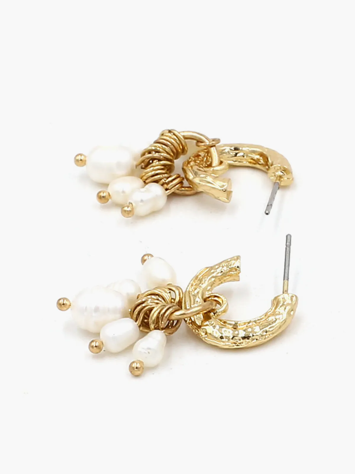 Stylish Metal Pearl Tassel Earrings sold by COMMENSE product image thumbnail 3