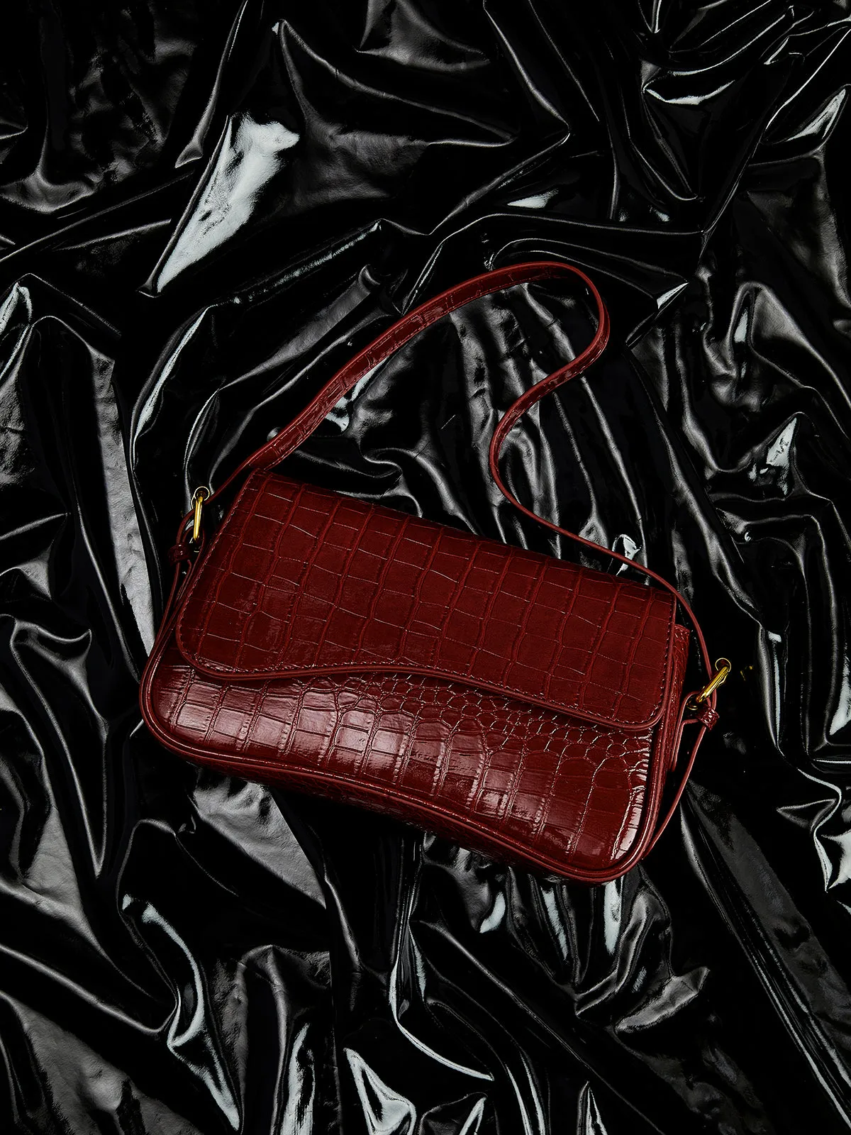 Buckle Checkered Small Armpit Bag sold by COMMENSE product image thumbnail 4