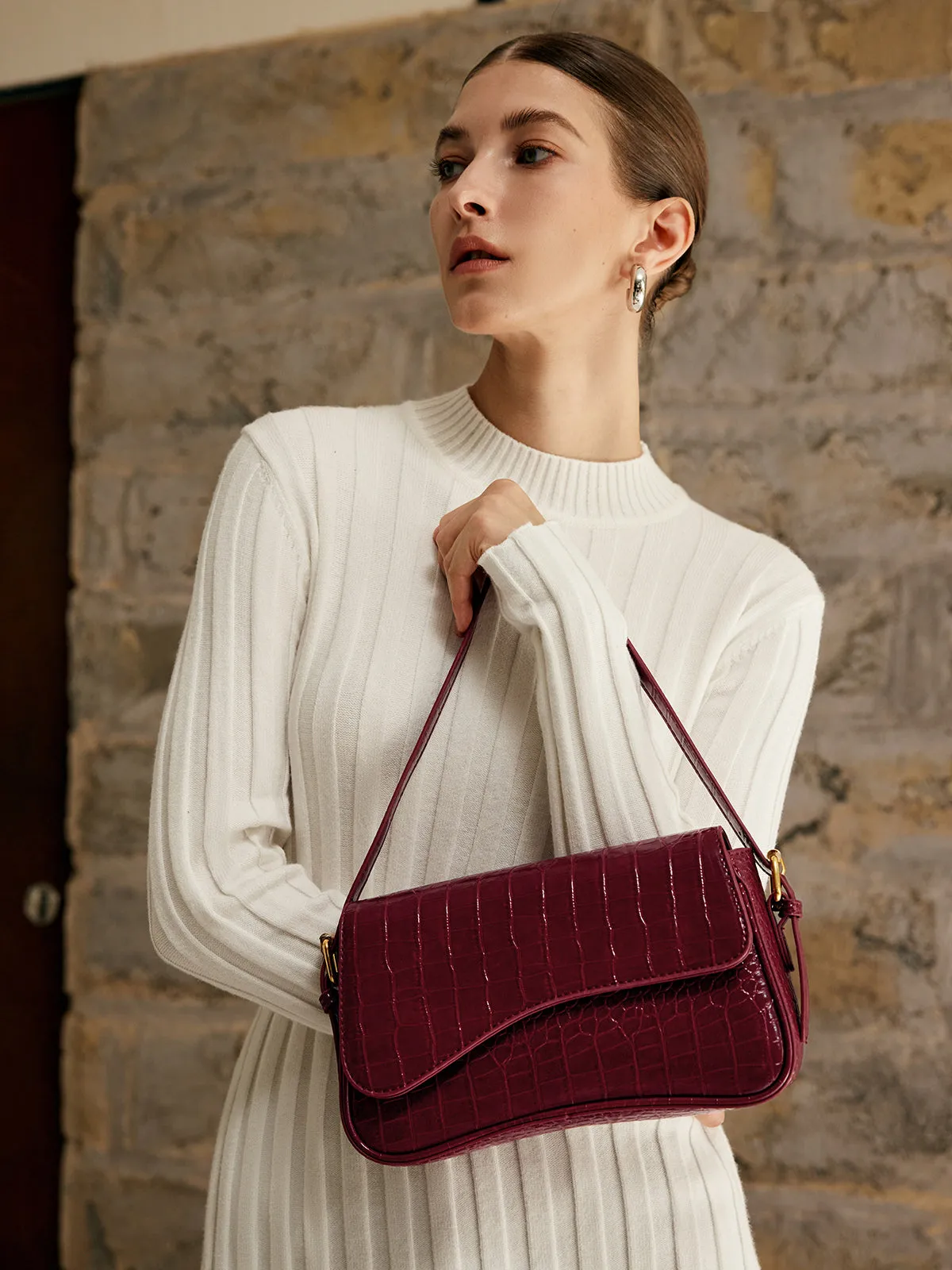 Buckle Checkered Small Armpit Bag sold by COMMENSE product image thumbnail 5