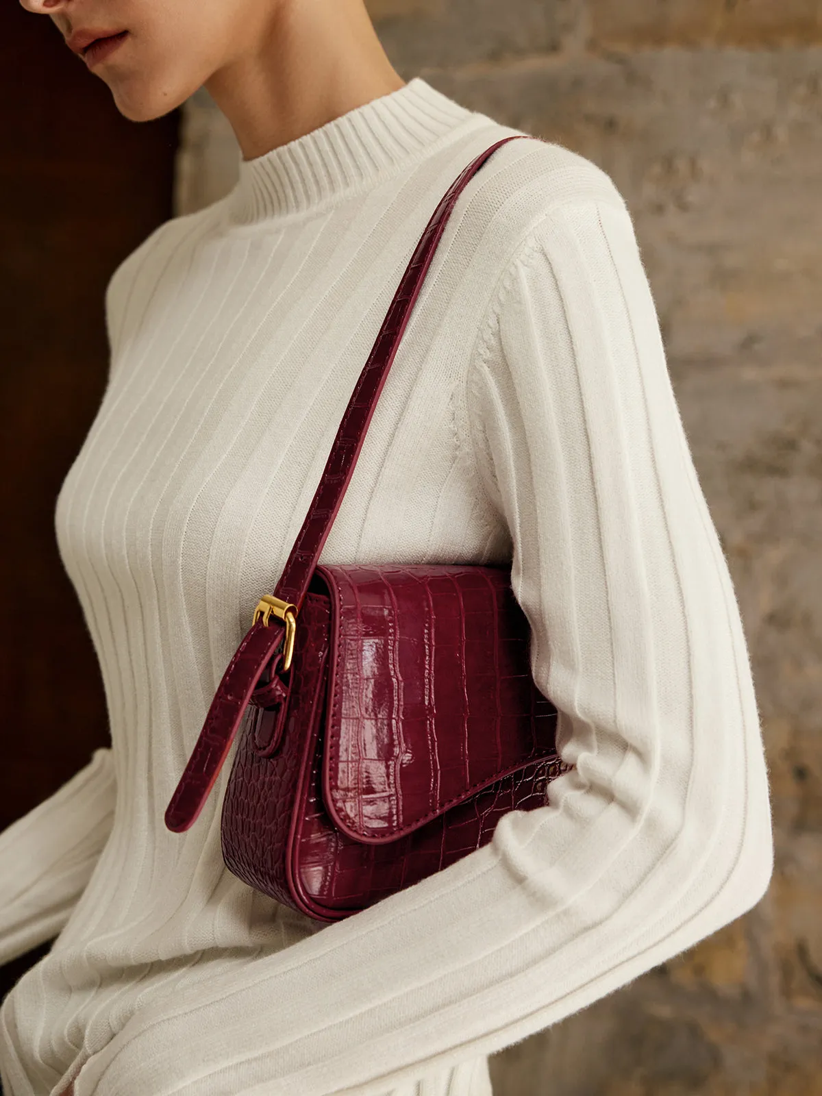 Buckle Checkered Small Armpit Bag sold by COMMENSE product image thumbnail 2