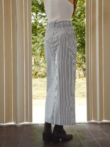 Pinstripe Maxi Slit Skirt sold by COMMENSE