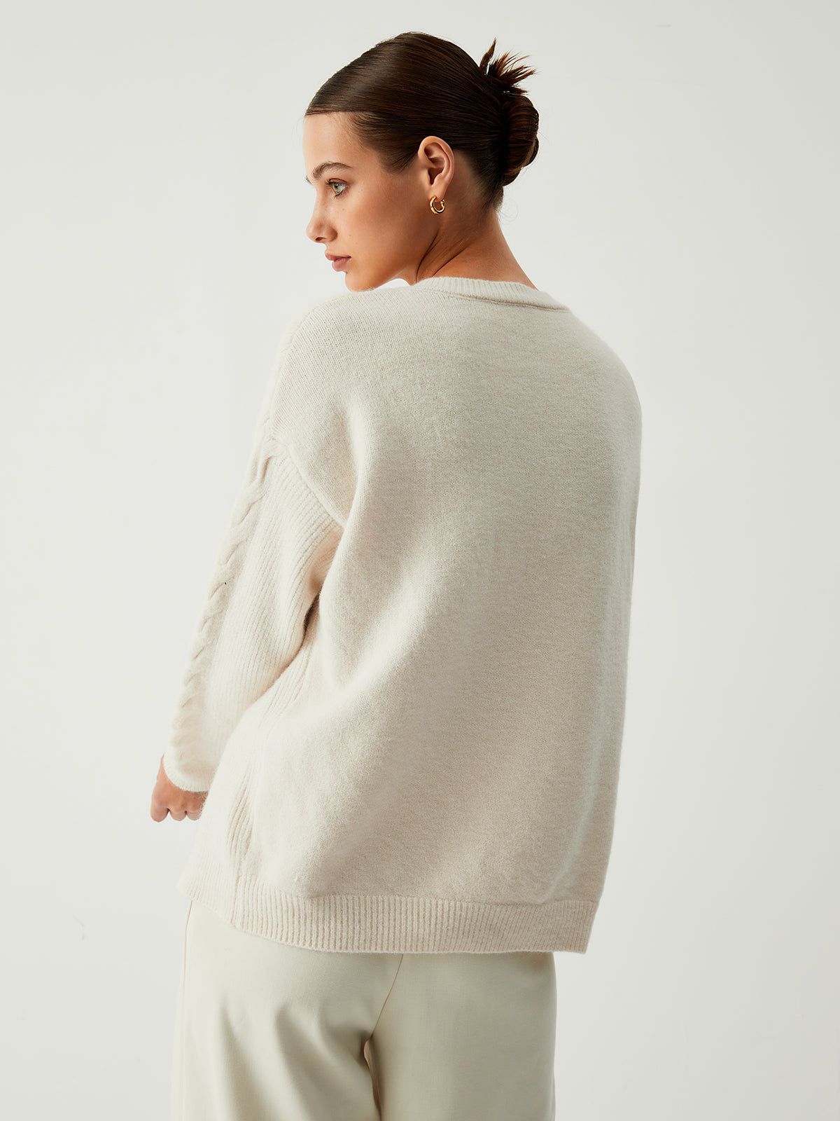 Vanilla Button Down Cable Knit Oversized Cardigan sold by COMMENSE product image thumbnail 5