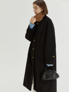Lapel Collar Long Wool Coat sold by COMMENSE