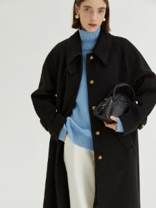 Lapel Collar Long Wool Coat sold by COMMENSE