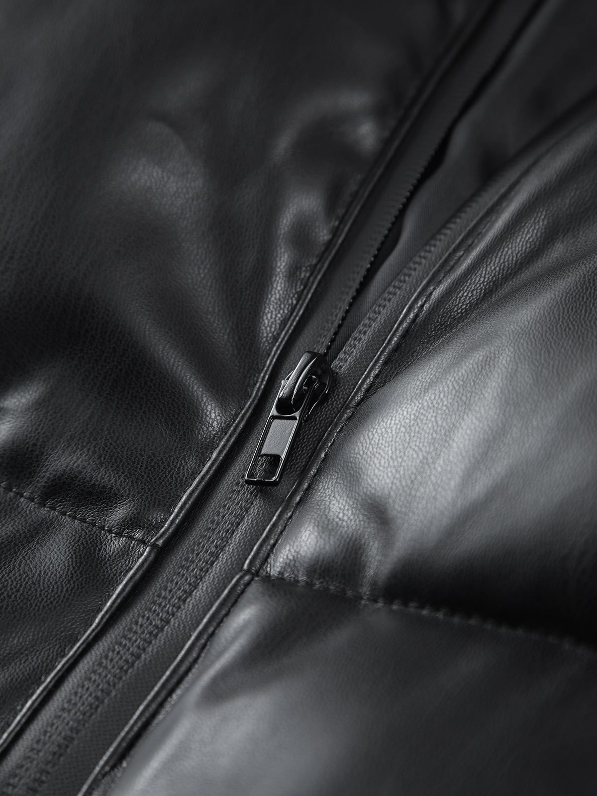 Faux Leather Quilted Puffer Coat sold by COMMENSE product image thumbnail 3