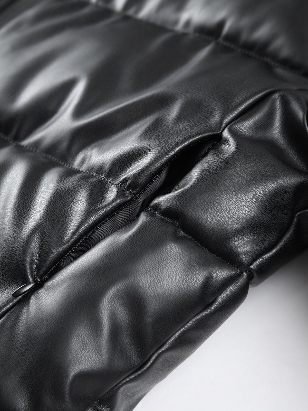Faux Leather Quilted Puffer Coat sold by COMMENSE product image thumbnail 4