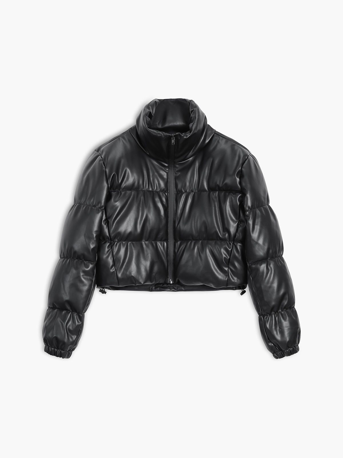 Faux Leather Quilted Puffer Coat sold by COMMENSE