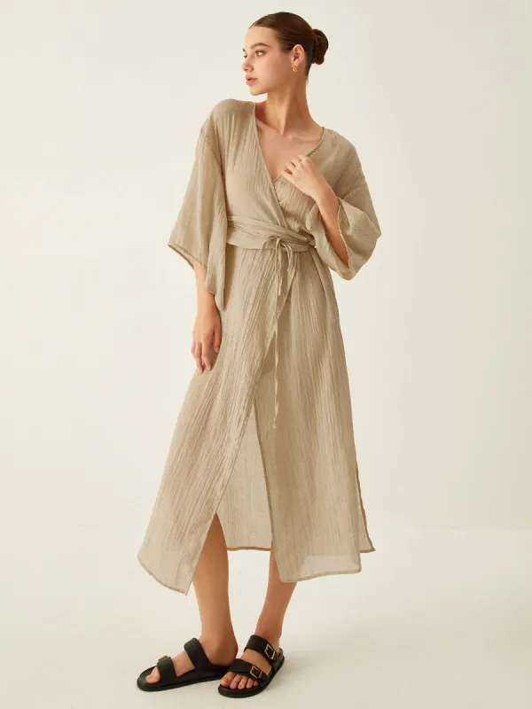 Elegant Belted Split Midi Dress sold by COMMENSE