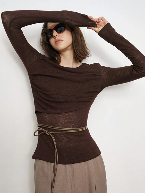 Double Layers Solid Long Sleeve Top sold by COMMENSE