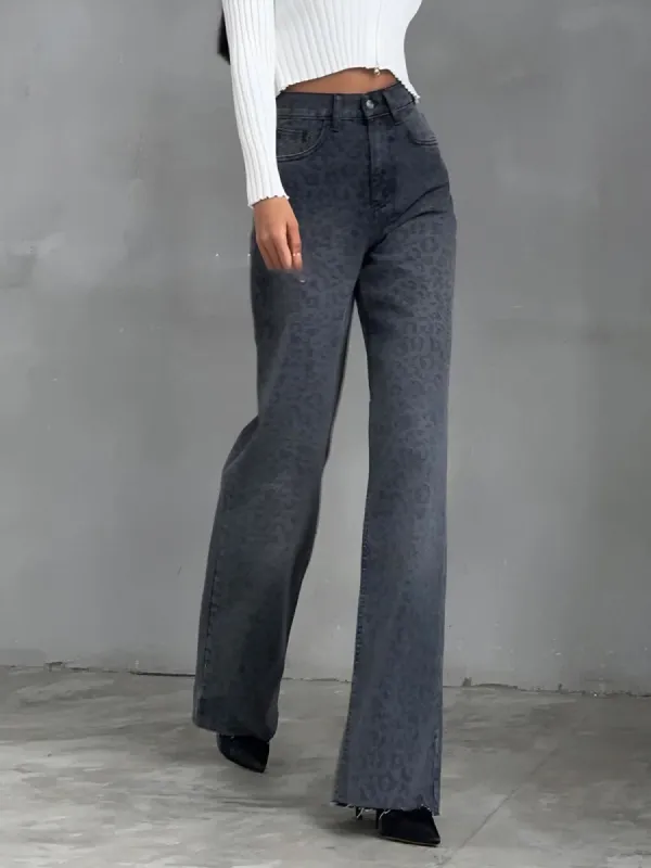 Leopard Print Denim Jeans sold by COMMENSE