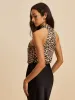 Satin Off-Shoulder Leopard Print Top sold by COMMENSE