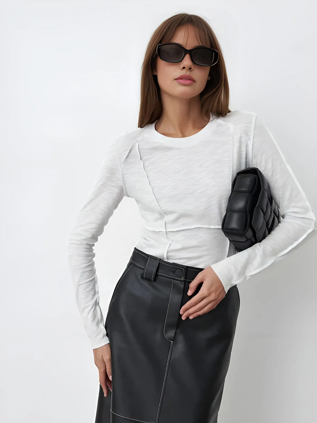 Raw Edge Detail Long Sleeve Top sold by COMMENSE product image thumbnail 3