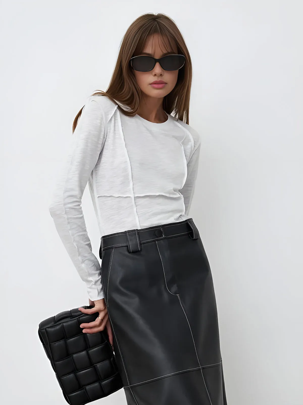 Raw Edge Detail Long Sleeve Top sold by COMMENSE product image thumbnail 4