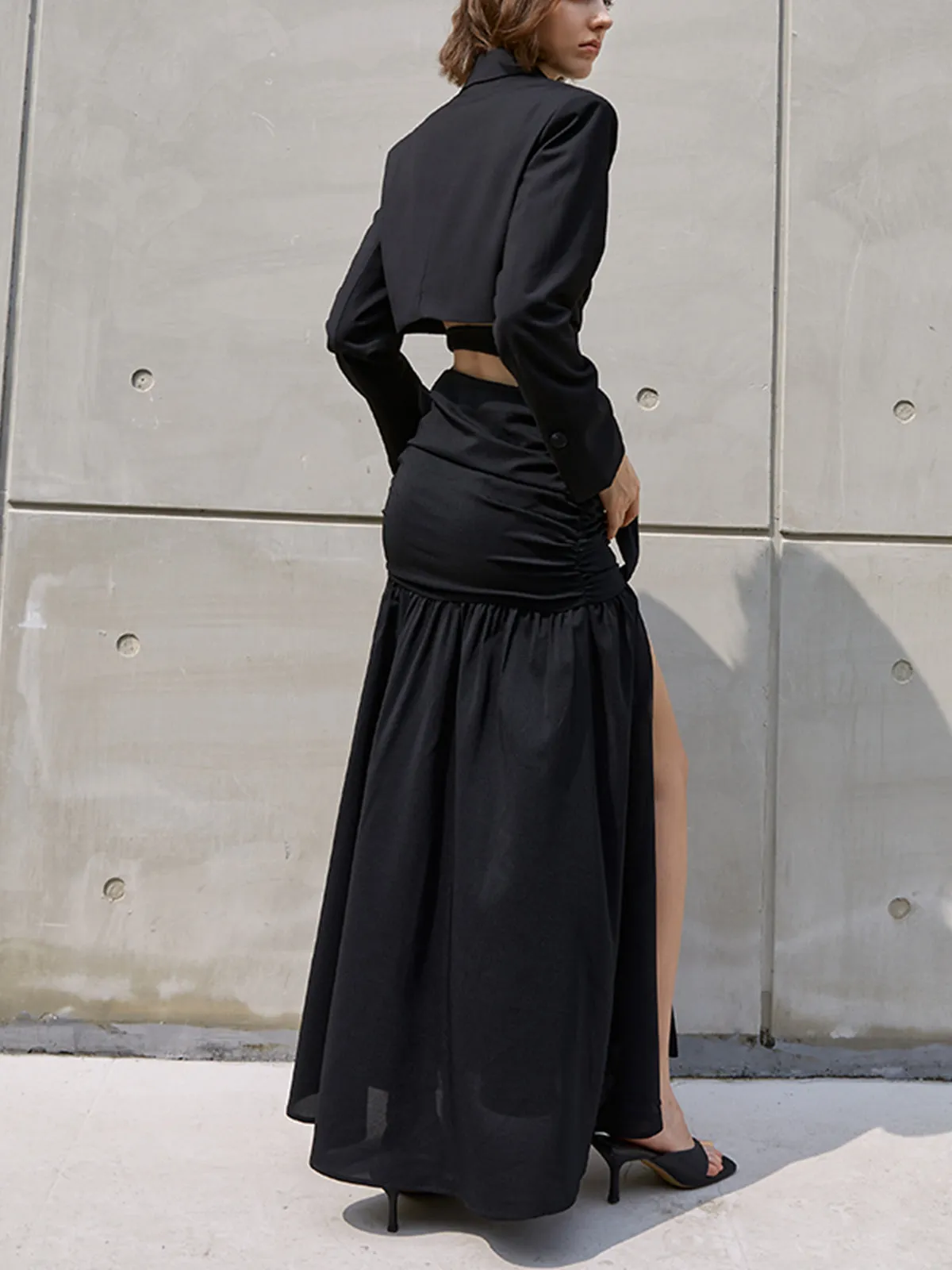 Solid Wrap Long Sleeve Crop Blazer sold by COMMENSE product image thumbnail 2