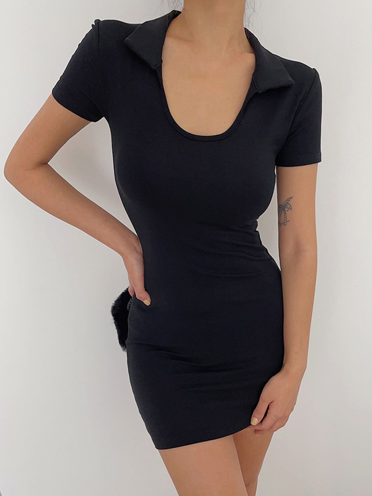 Collared Bodycon Short Dress sold by COMMENSE product image thumbnail 5