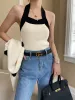 Contrast Trim Halter Bolero Two Piece Sweater Set sold by COMMENSE