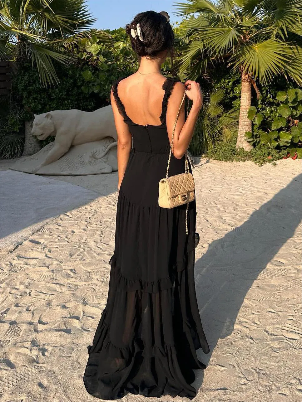 Chiffon High-Low Hem Cutout Long Dress sold by COMMENSE product image thumbnail 5