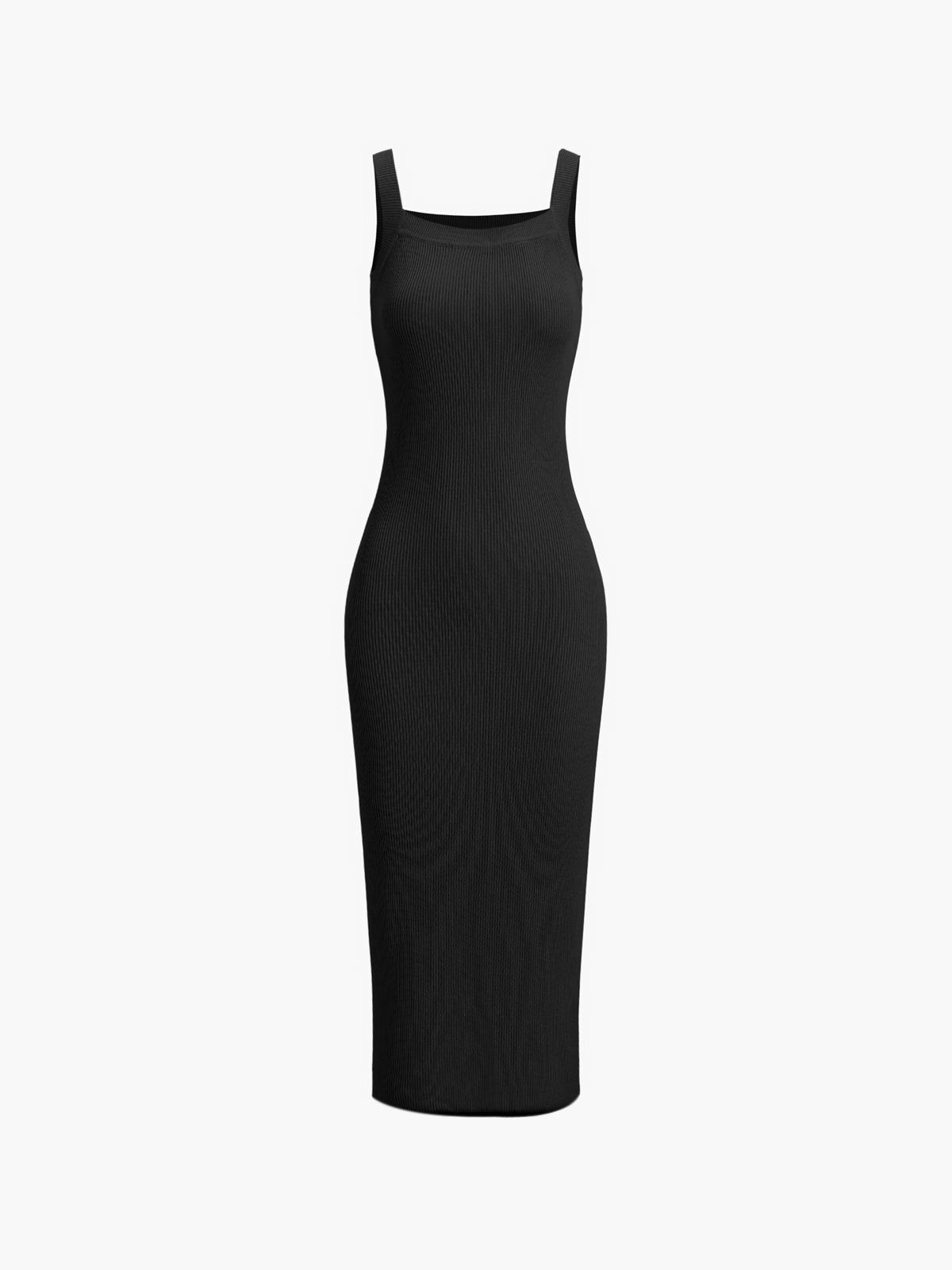 Square Neck Ribbed Strap Midi Dress sold by COMMENSE product image thumbnail 4