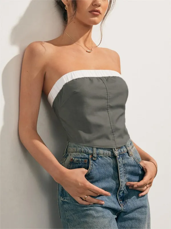 Contrast Binding Tube Top sold by COMMENSE