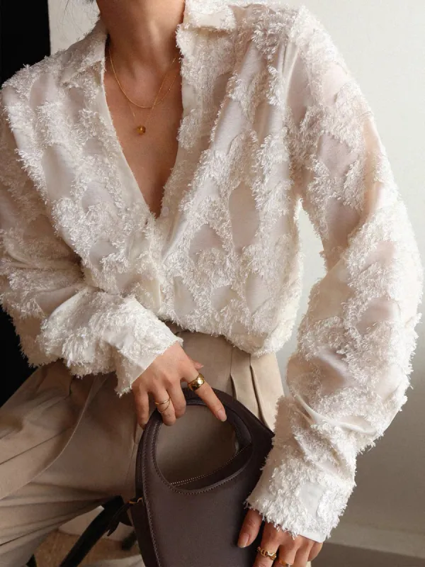 Jacquard Floral Collared Shirt sold by COMMENSE