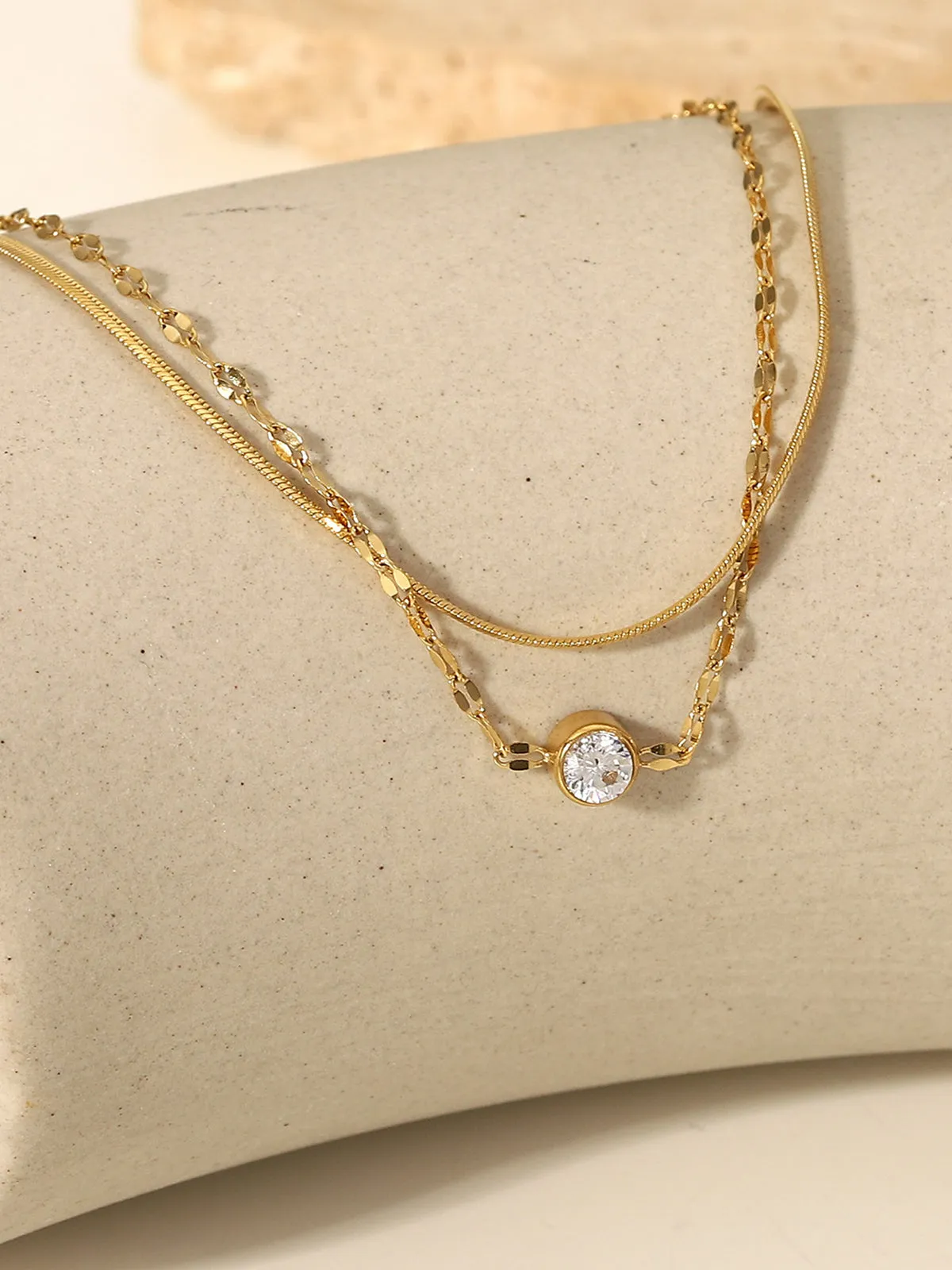 Golden Double Chains Rhinestone Bracelet sold by COMMENSE product image thumbnail 2