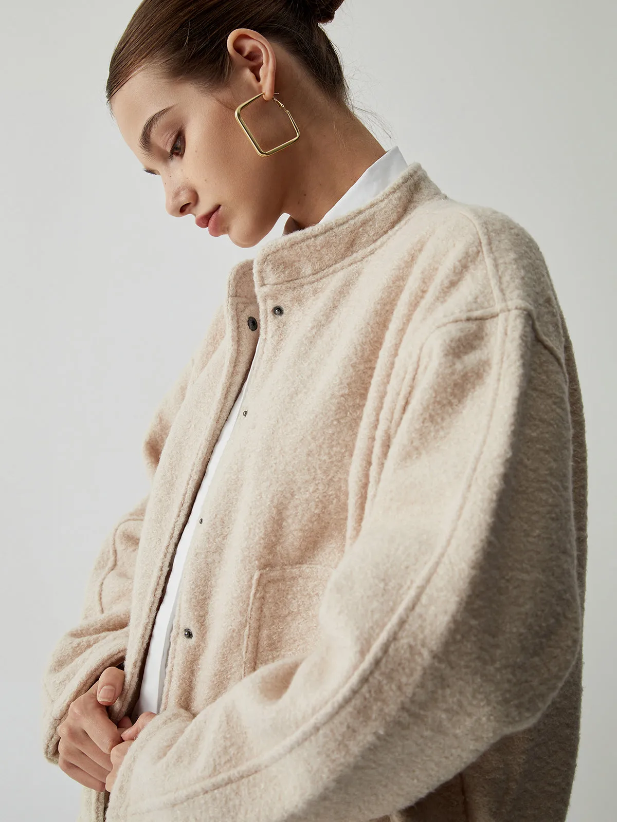 Button Down Double Pockets Bomber Jacket sold by COMMENSE product image thumbnail 4