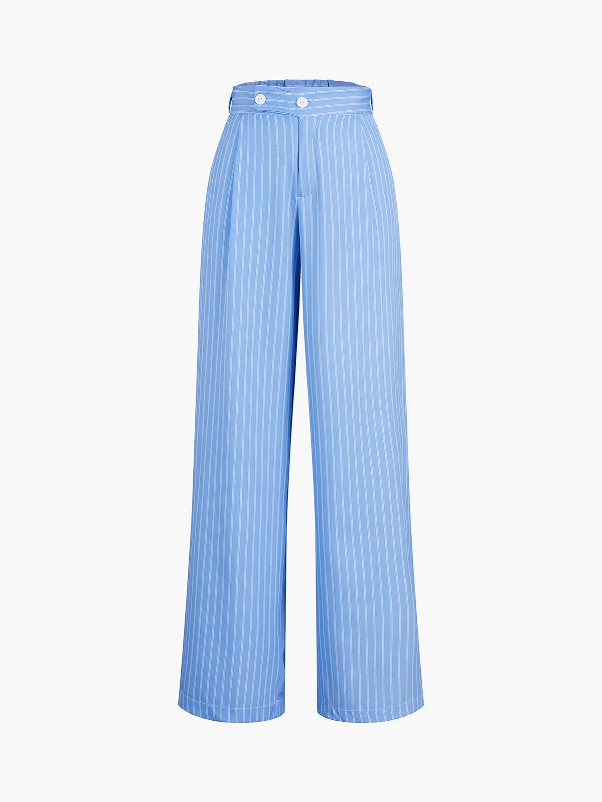 Sky Blue Pinstripe Tailored Pants sold by COMMENSE