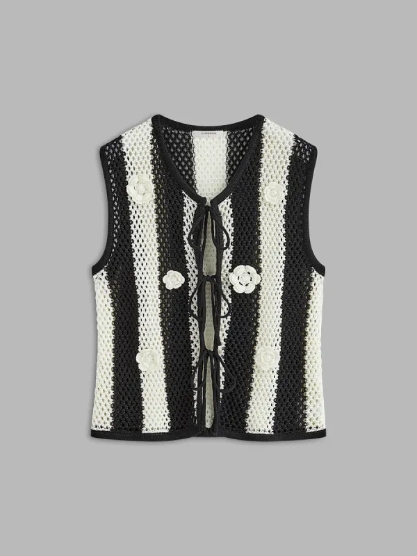 Crochet Flower Hollow Sweater Vest sold by COMMENSE