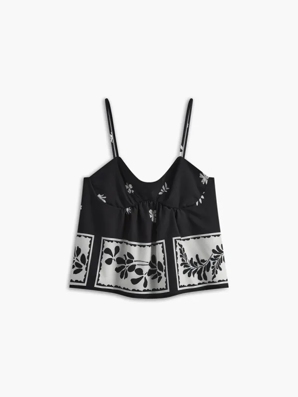 Floral Sleeveless Low Cut Tank Top sold by COMMENSE