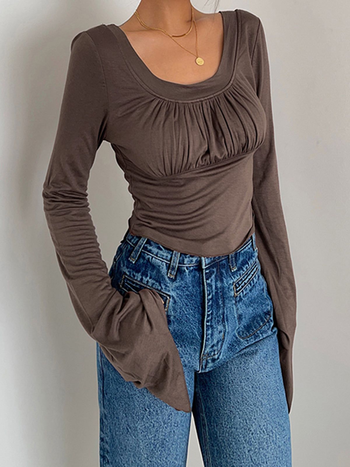 Square Neck Leisure Shirt sold by COMMENSE product image thumbnail 5