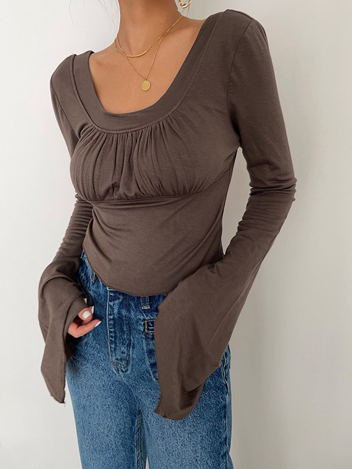 Square Neck Leisure Shirt sold by COMMENSE product image thumbnail 4