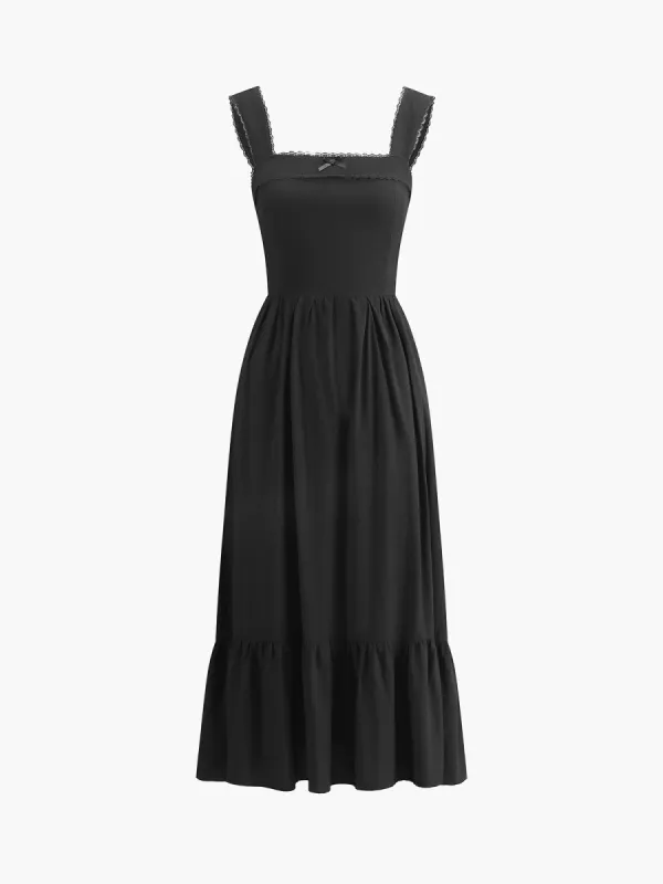 Solid Bow Decor Pleated Midi Dress sold by COMMENSE