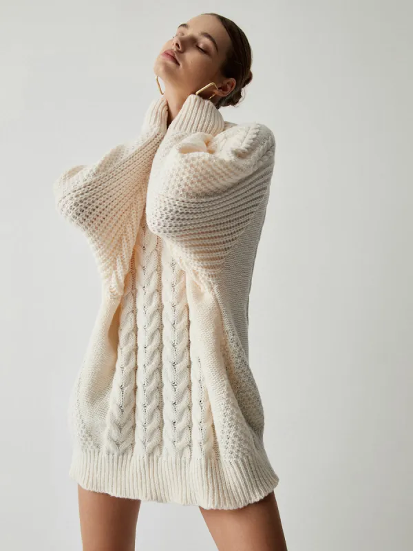 Chunky Cable Knit Oversized Sweater sold by COMMENSE