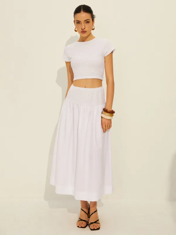 Cutout Cap Sleeve Skirt Set sold by COMMENSE