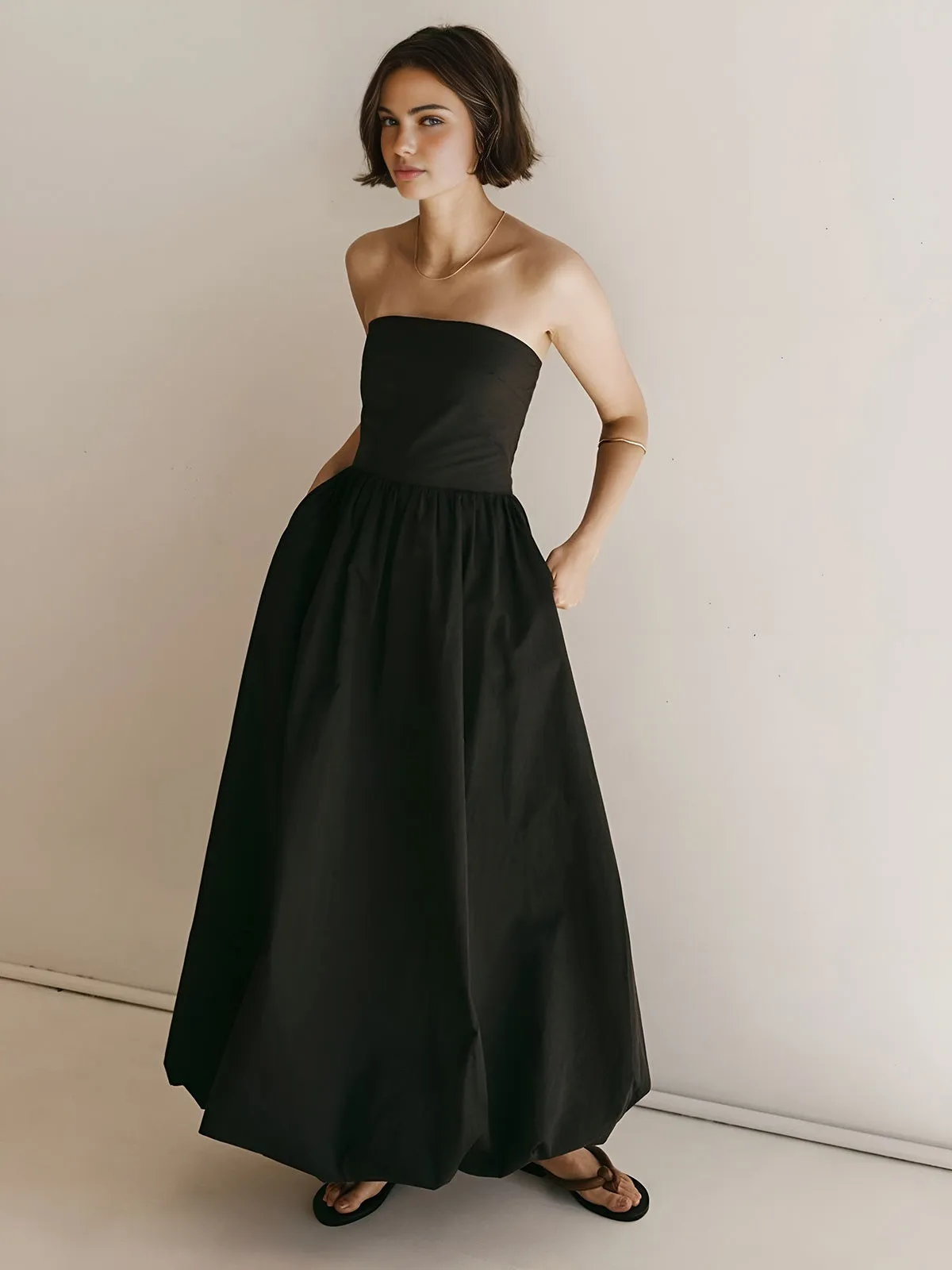 Pockets Tube Top Long Dress Without Belt sold by COMMENSE product image thumbnail 4