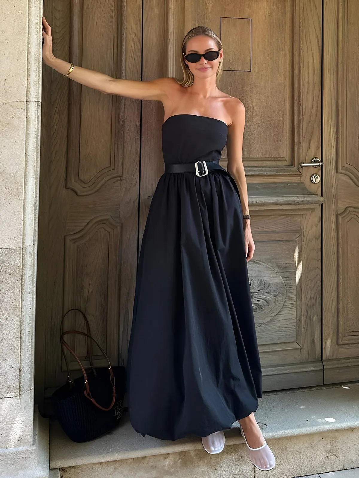 Pockets Tube Top Long Dress Without Belt sold by COMMENSE