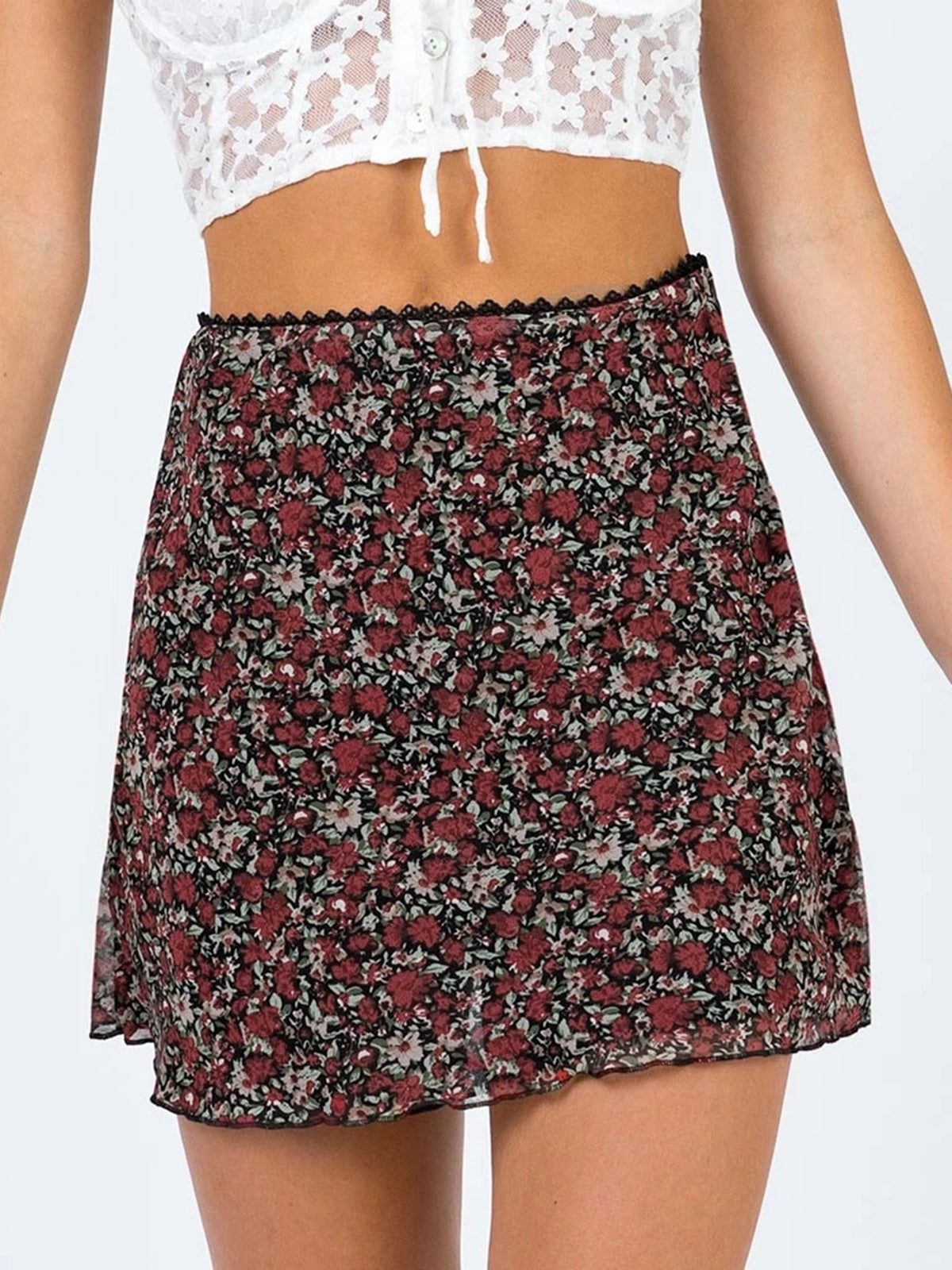 Rosalie Floral Mesh Skirt sold by COMMENSE