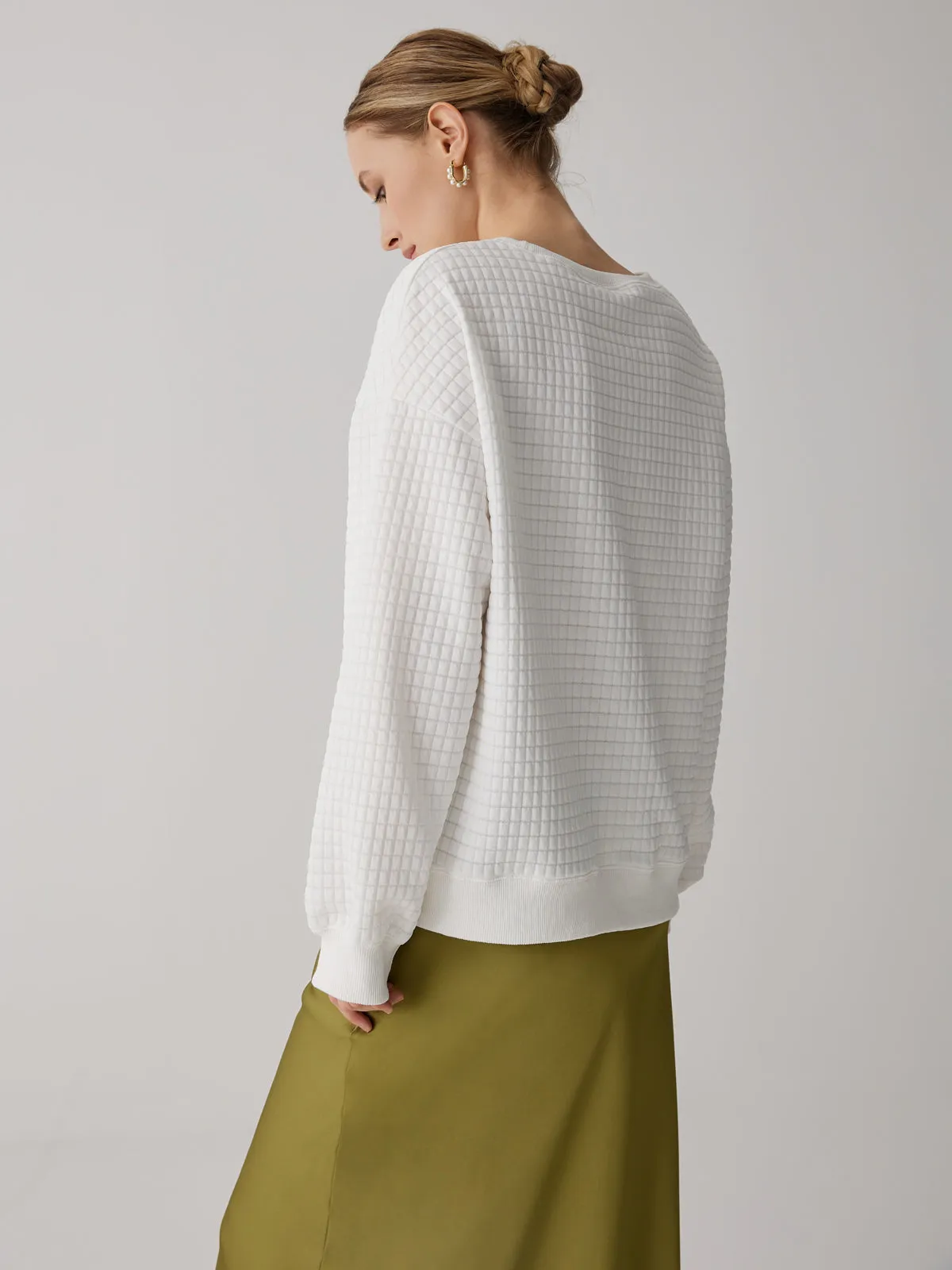 Solid Textured Crew Neck Sweatshirt sold by COMMENSE product image thumbnail 5