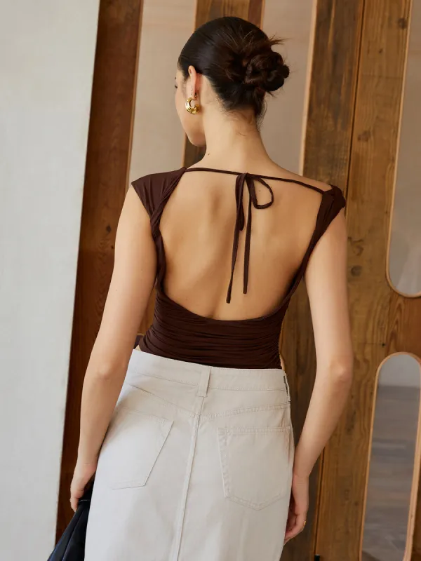 Backless Tie Back T-Shirt sold by COMMENSE