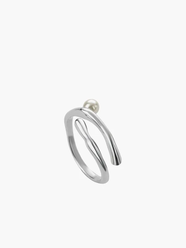 1pc Faux Pearl Open Hoop Ring sold by COMMENSE