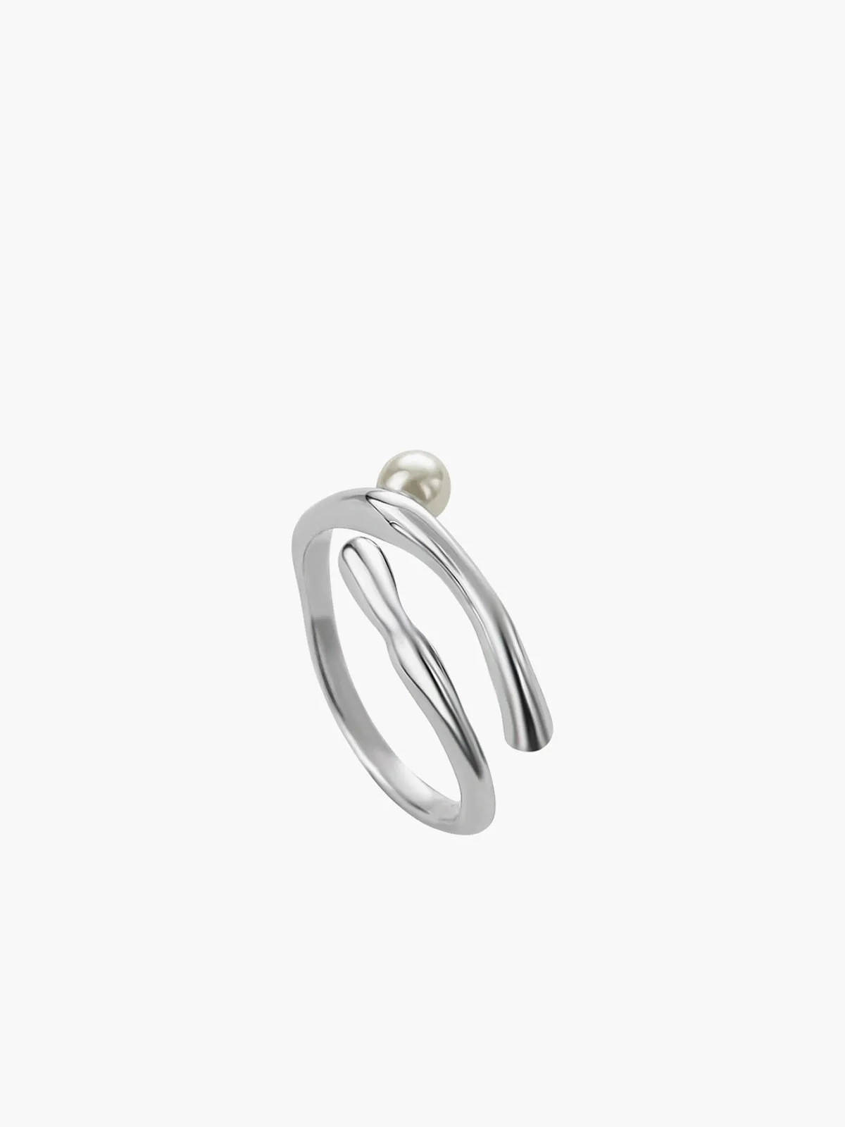 1pc Faux Pearl Open Hoop Ring sold by COMMENSE